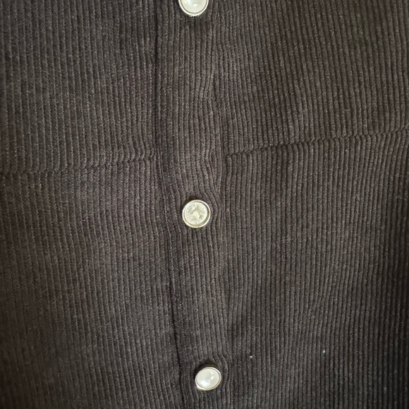 Parisian ASOS Corduroy Black Button Down Dress with Belt - Picture 7 of 8